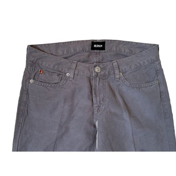 Hudson Women size27 Grey Flare Rise 8 Linen Pant wide leg Ferris Flap 35 inseam - Picture 3 of 11